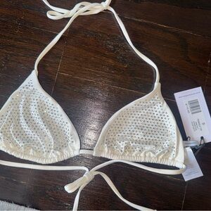WeWoreWhat White Bikini with Silver Rhinestones